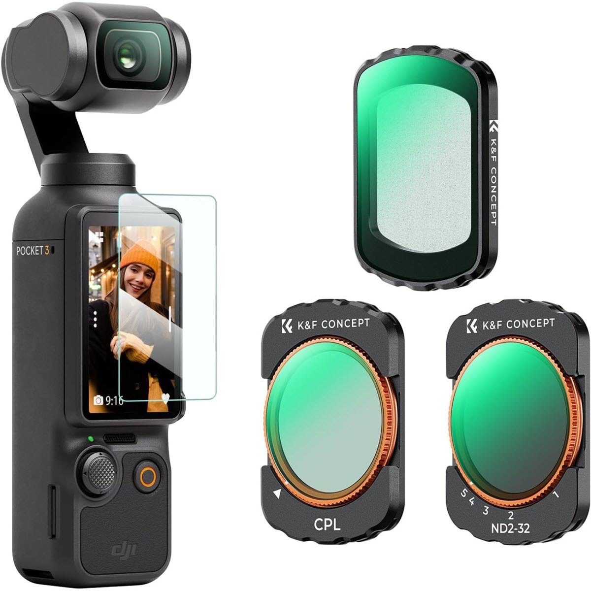 K&F Filter Set Nano-X Series cho DJI Pocket 3 (CPL + Black-Mist 1/4+ ND2-32) chính hãng